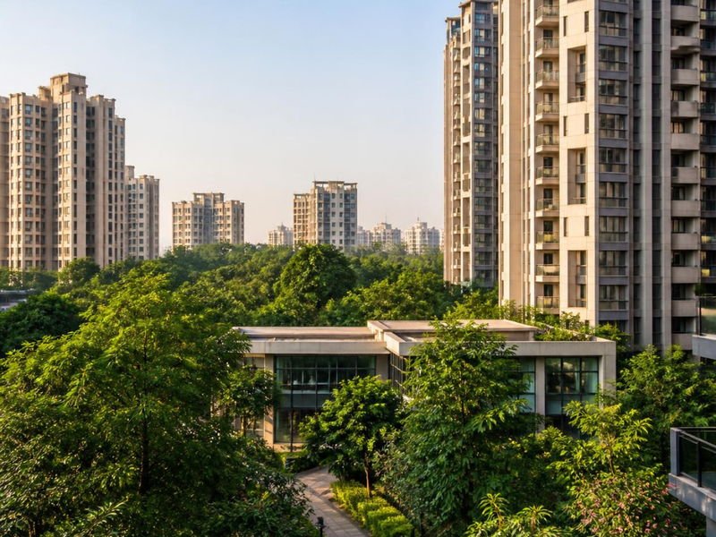 Clubhouse set among mature trees within the township